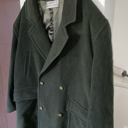 Martens Wool Coat L-XL Used, Dark Green, Italian Origin