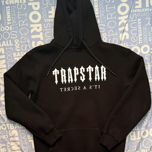 Trapstar hoodie black with white logo, like new