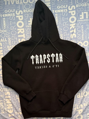 Trapstar hoodie black with white logo, like new