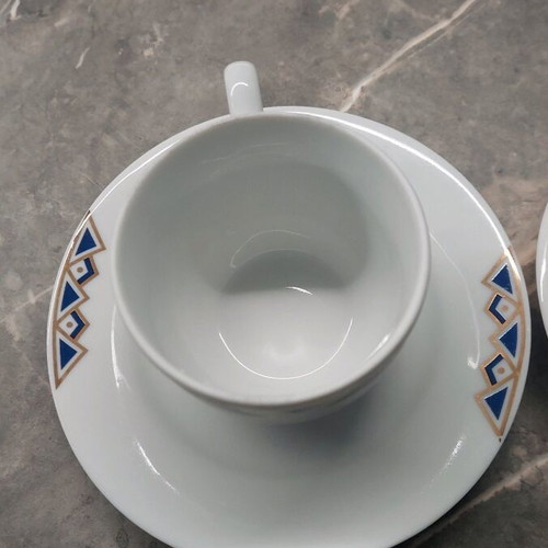 Porcelain cups for Greek coffee set of 6 like new with saucers