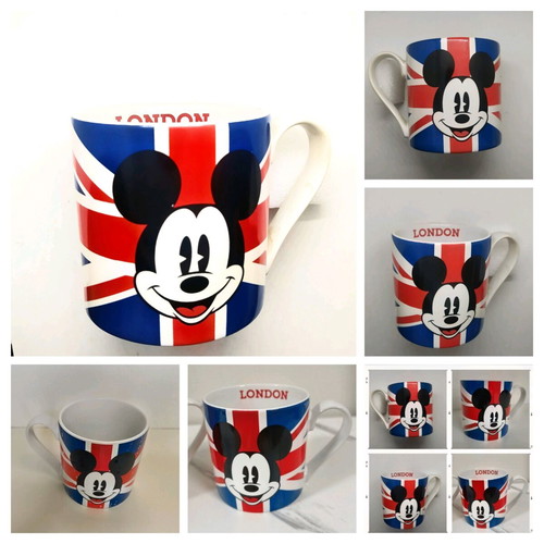 Disney Store mug collectible London tribute with Mickey Mouse and Union Jack