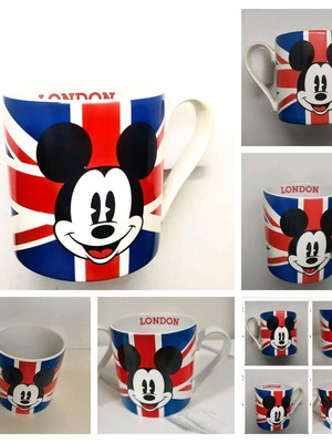 Disney Store mug collectible London tribute with Mickey Mouse and Union Jack