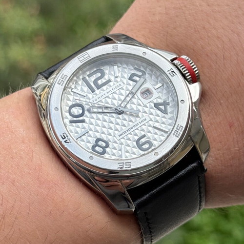 Tommy Hilfiger watch used with steel case and leather strap
