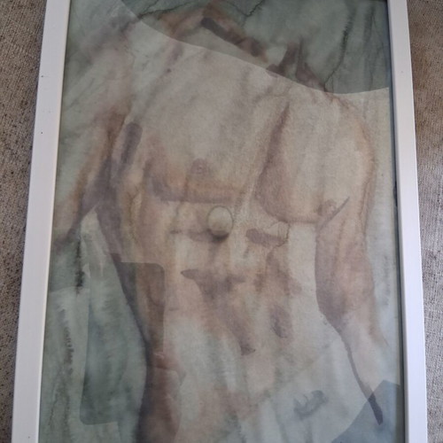 Painting "Γυμνο" framed 20×30cm, like new, signed