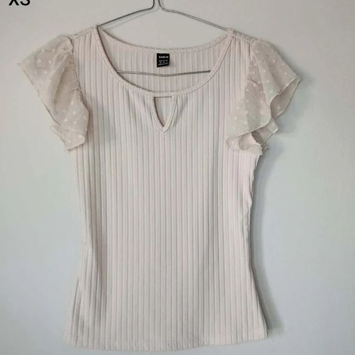 Shein beige top with frill sleeves, size XS, like new