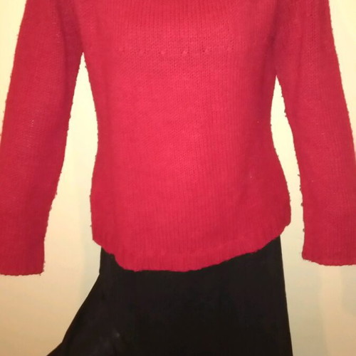 Blouse used red, warm, merino wool, size M