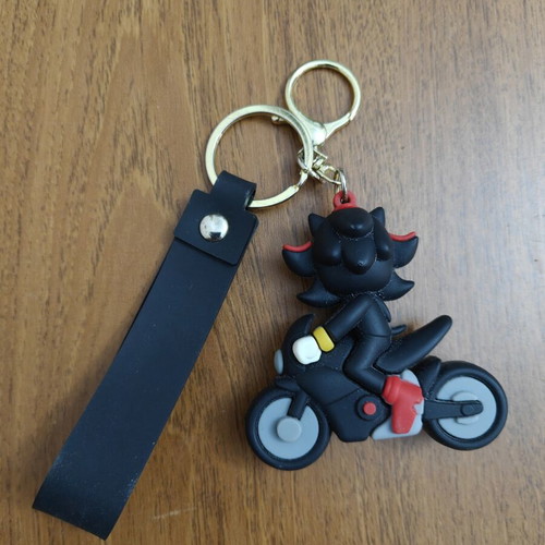 Shadow Hedgehog keychain on black motorcycle, Sonic X collectible