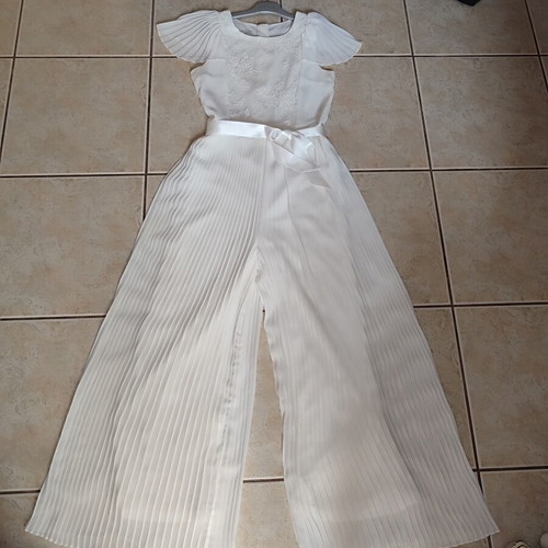 Monsoon Lace Pleated Bridesmaid Jumpsuit, ivory