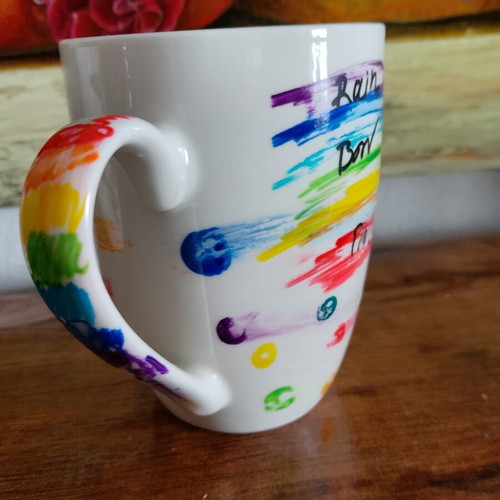 Rainbow Mug new, handpainted design