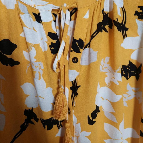 Viscose blouse floral Ulla Popken like new, yellow size 5XL
