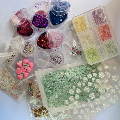 Nail charms like new with rhinestones and stickers