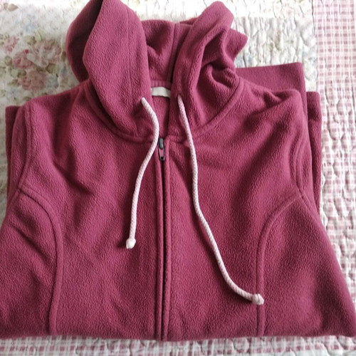 Fleece jacket with hood used, pink, La Redoute Collections XS