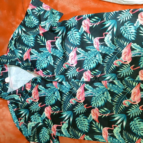 Set of Bermuda shorts and flamingo shirt 8-9 years like new