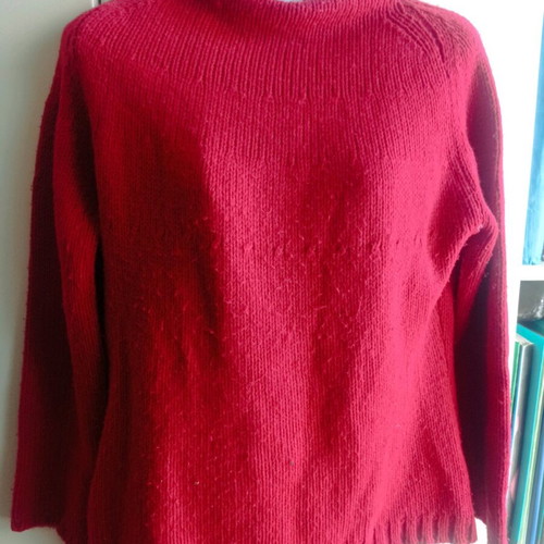 Blouse used red, warm, merino wool, size M