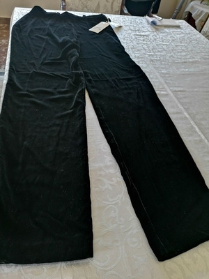 Black Velvet Pants New Italian Anna Lisa 82% Viscose 18% Silk