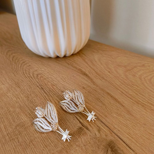 Unisex Silver 925 Pin New Floral Design