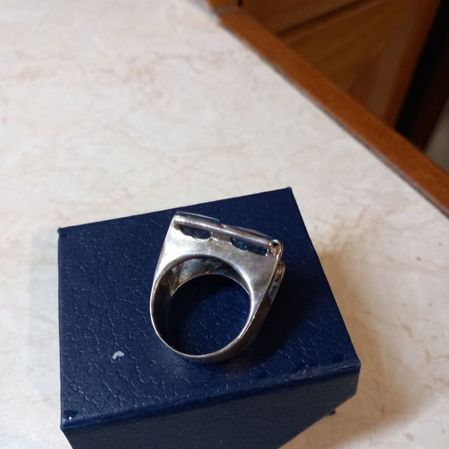 Silver 925 women's ring new with four genuine aquamarine stones