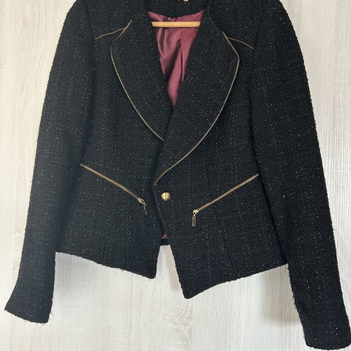 Passager tweed jacket black with gold details, used, size S