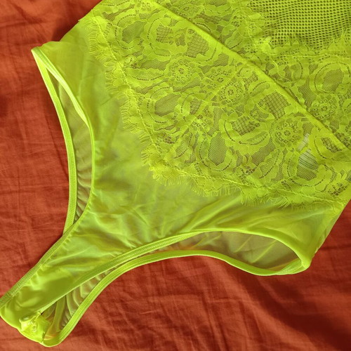 Sensual bodysuit fluorescent green M new, Brazilian cut