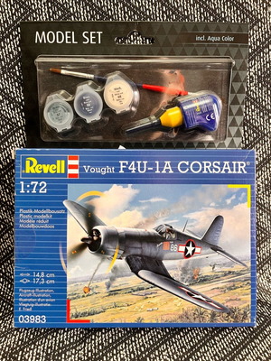 Model-Set Vought F4U-1A Corsair σαν καινούργιο, κλίμακα 1:72 με χρώματα και κόλλα