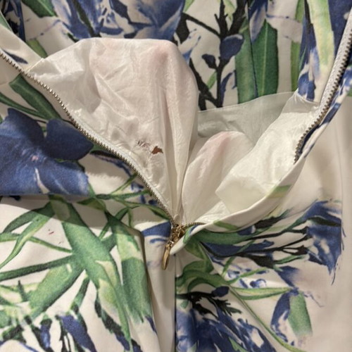 Zini Mid-Length Flared Dress used, white and blue, size M