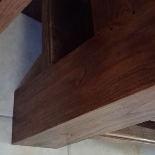 Solid wood coffee table with stone inlay and 2 drawers