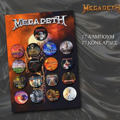 Megadeath pin set 17 large 3cm new