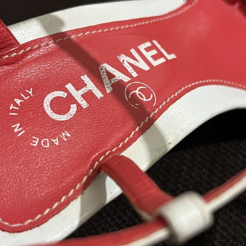 Chanel sandals women's size 39 used, white and red