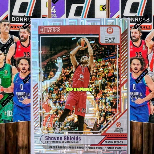 Shavon Shields Press Proof Card Numbered 275 Armani Milan Donruss Euroleague 2024-25 new
