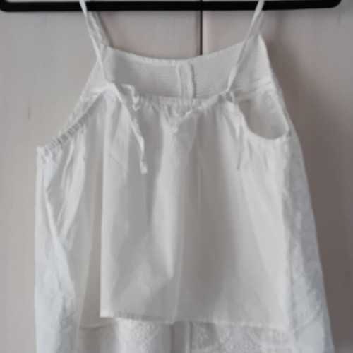 Mango women's top blouse spaghetti straps 100% cotton like new, white