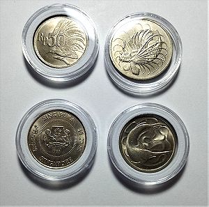 ΙΝΔΟΝΗΣΙΑ & ΣΙΓΚΑΠΟΥΡΗ 4 Νομίσματα Ακυκλοφόρητα