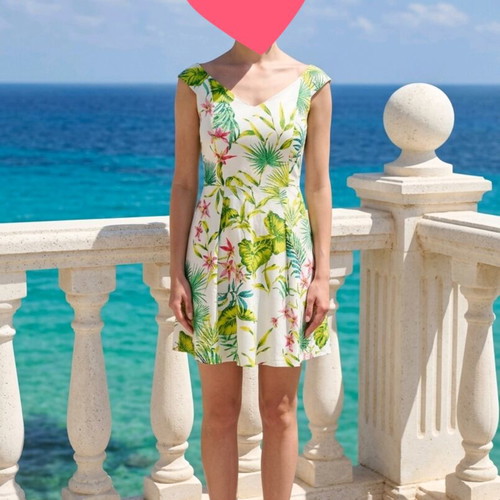 Elegant summer dress used, size S, multicolor, cotton