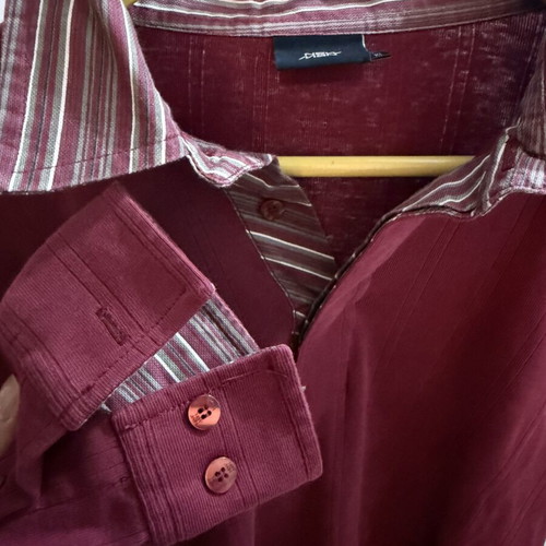 New Man men's long-sleeve shirt XL like new, bordeaux cotton