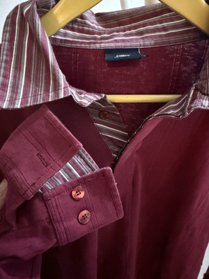 New Man men's long-sleeve shirt XL like new, bordeaux cotton