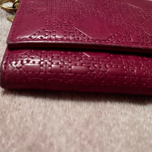 Christian Dior purple leather wallet with gold D I O R logo like new