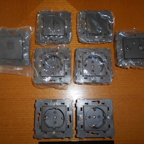 Electrical equipment new from renovation, 4 Schuko sockets, switches, TV and phone outlets