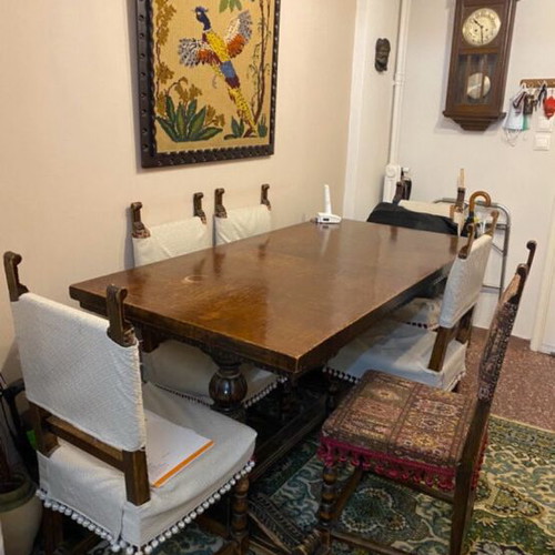Monastic dining set antique used with 6 chairs