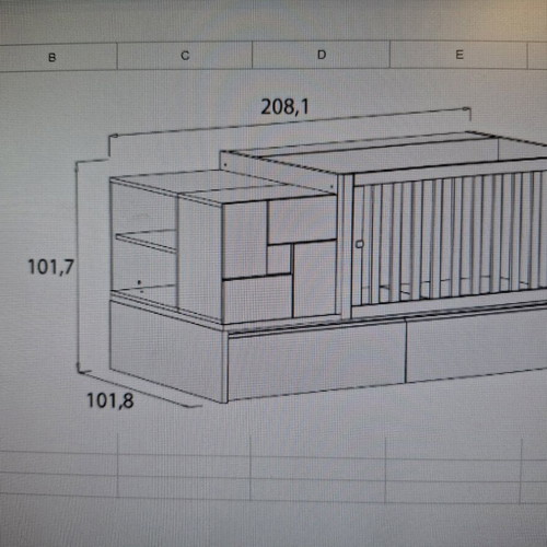 Convertible children's bed like new with desk and bedside table