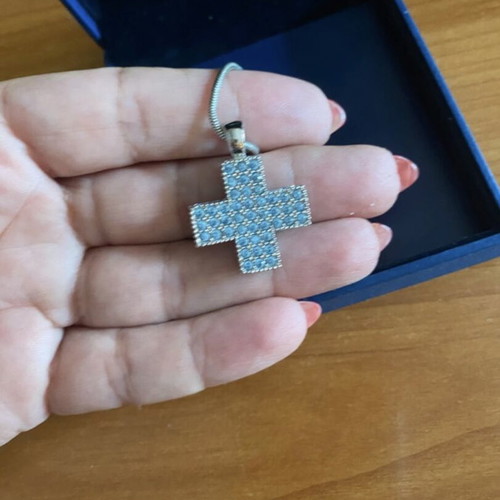 Swarovski silver cross with crystals like new