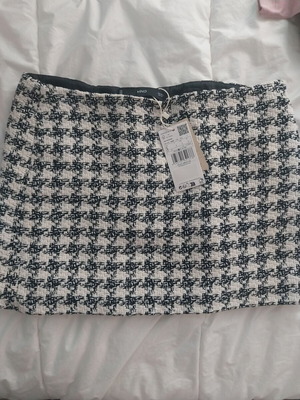 Mini tweed skirt Zara small new, white and black