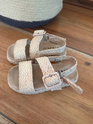 Zara kids boho sandals size 24 used, beige, adjustable closure