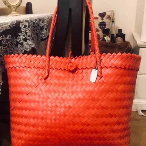 Mad Hat Red Straw Beach Bag new