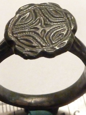Renaissance bronze massive ring with decoration like new