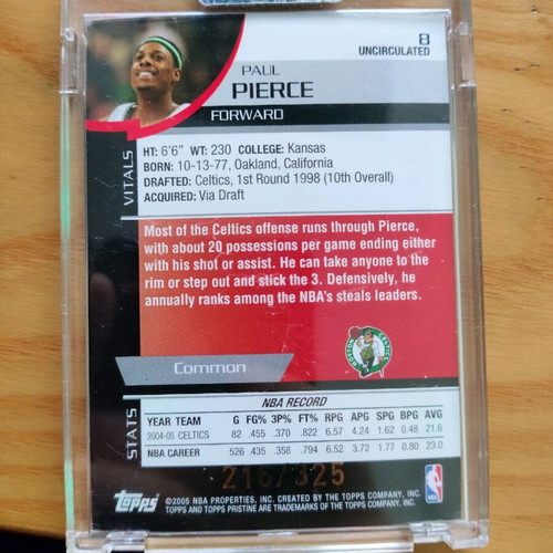 Paul Pierce 2005-06 Topps Pristine card like new, Uncirculated 216/325