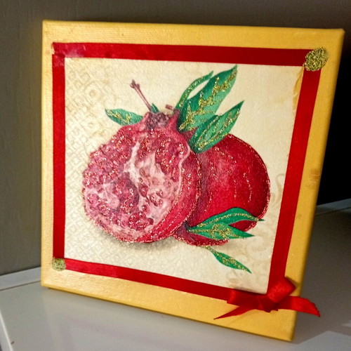 Canvas with decoupage art 20×20 cm like new