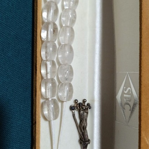Worry beads handmade transparent stone with silver finish new