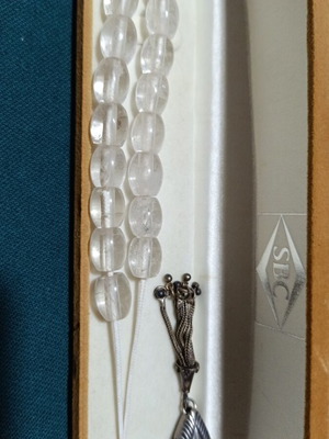 Worry beads handmade transparent stone with silver finish new