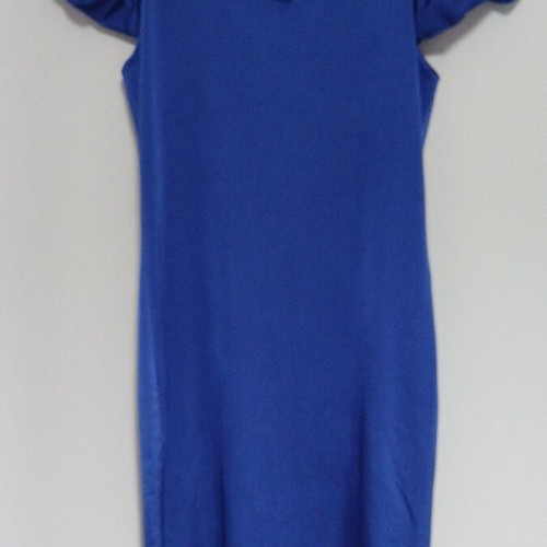Veloudakis dress like new, blue, with impressive sleeve and lining