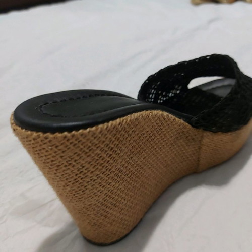 Platform sandals with knitted band black, comfortable, size 40