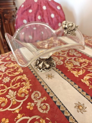 Decorative glass fruit bowl new, height 18 cm, width 27 cm